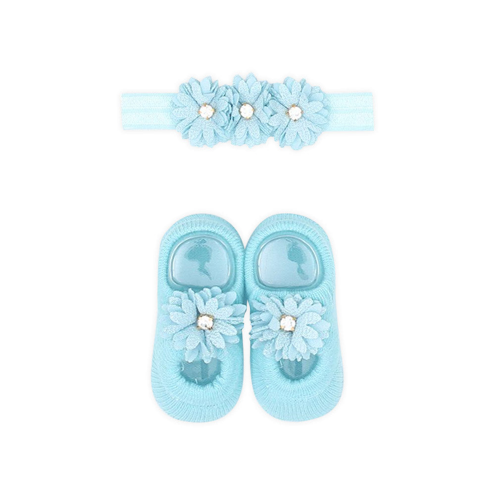 BOOTIES & HEADBAND SET SEA GREEN FLORAL