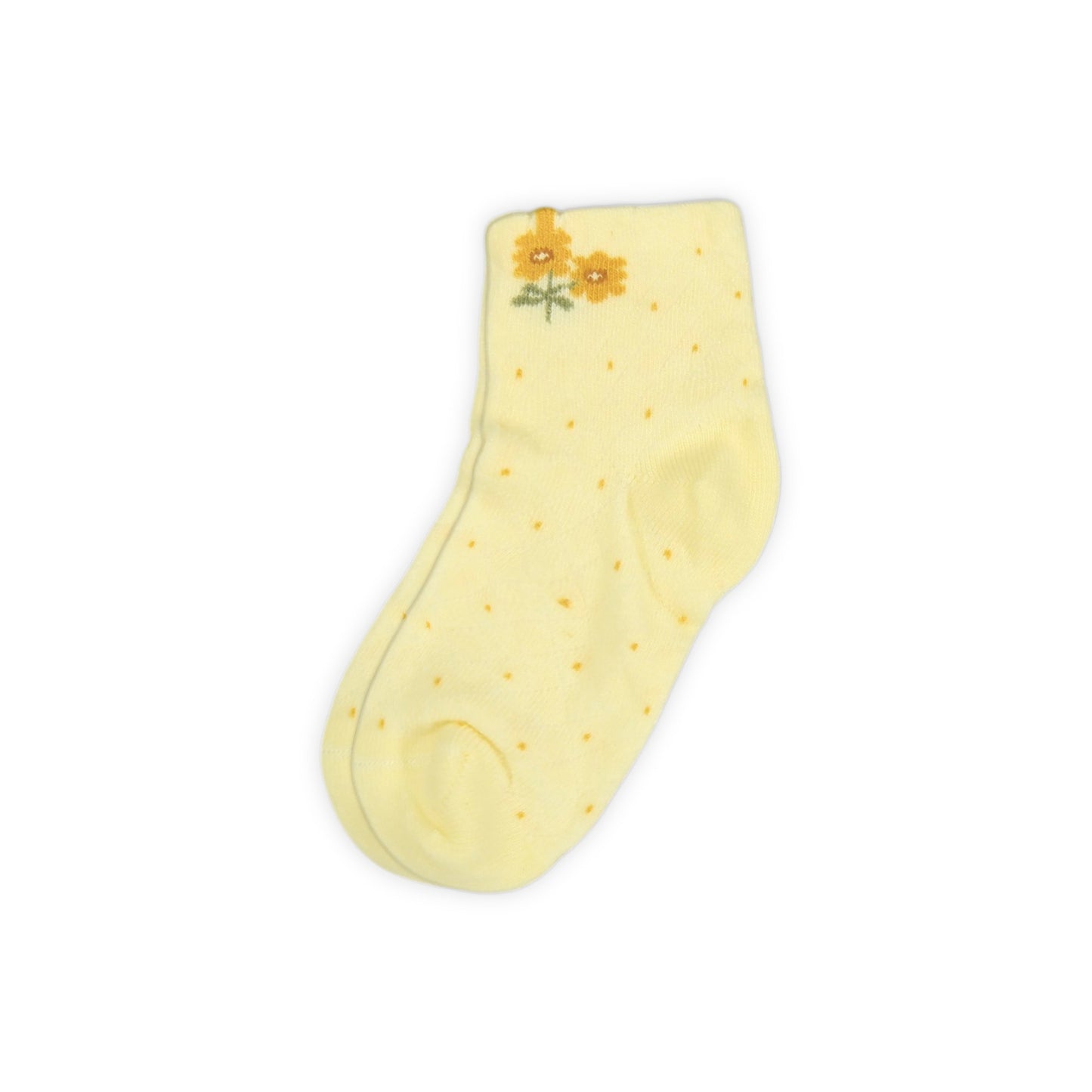 PASTEL YELLOW POLKA DOT AND FLORAL GIRL SOCKS