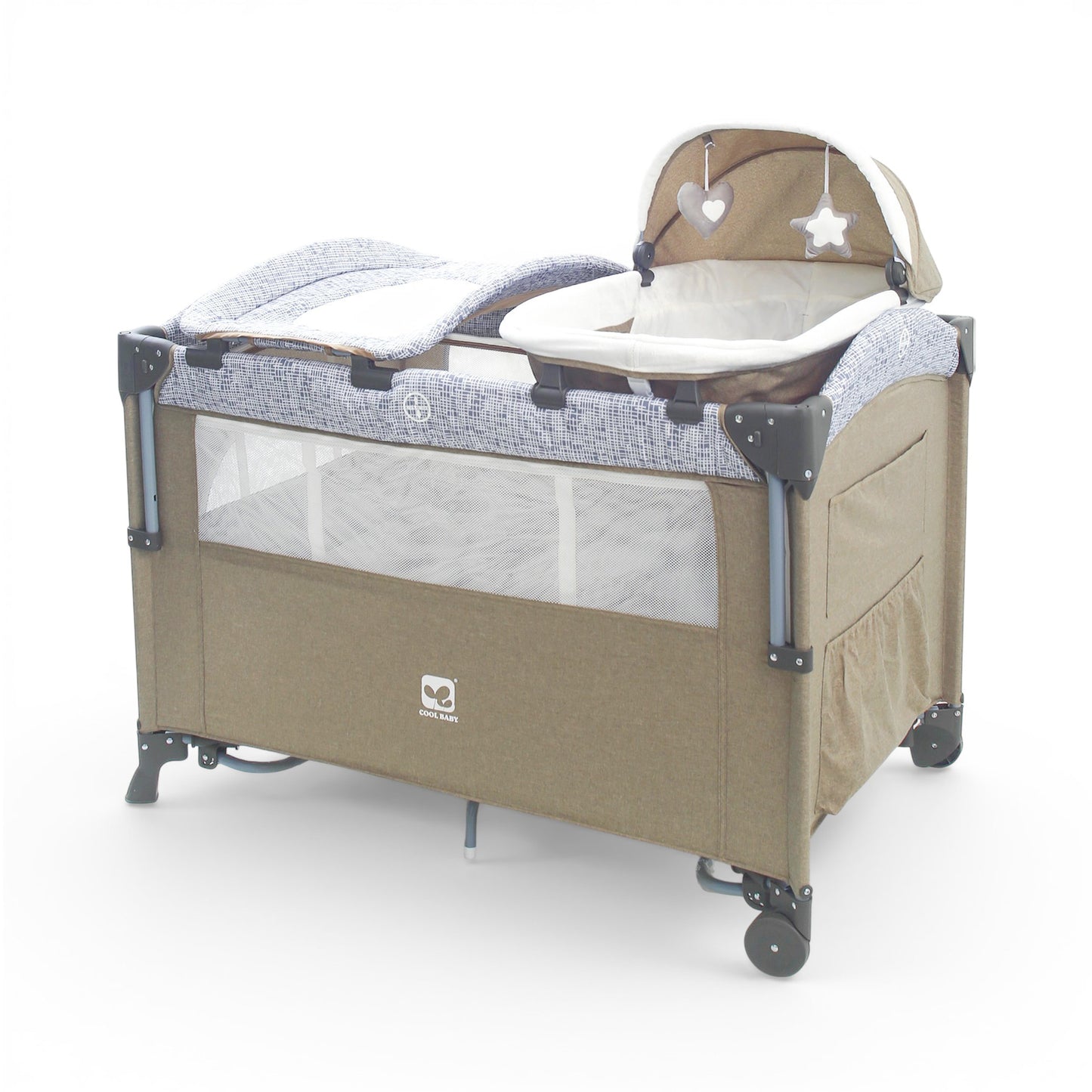 PLAY PEN KHAKI PORTABLE WITH MESH