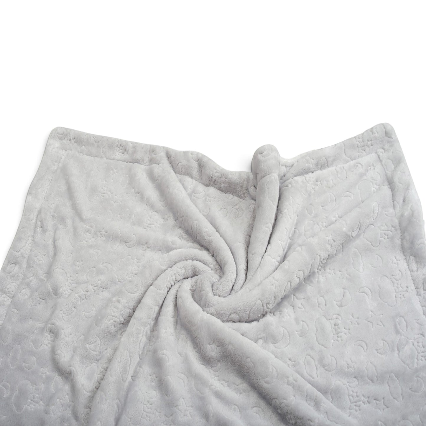 GREY CLOUD & MOON EMBOSSED REVERSIBLE BLANKET