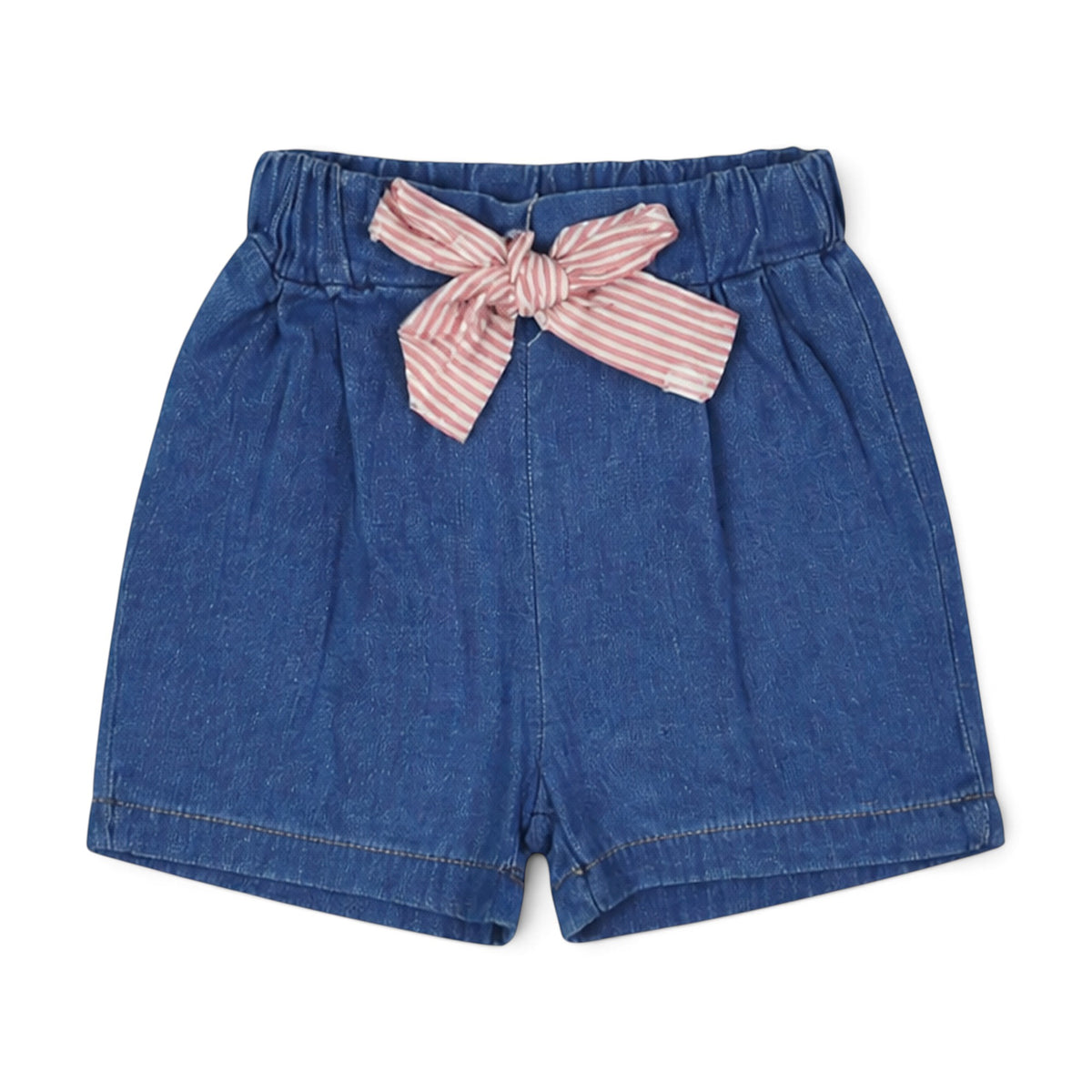 PINK STRIPED BLOUSE & DENIM SHORTS