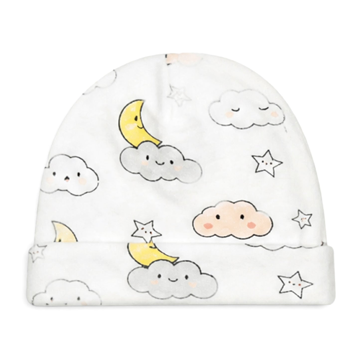 MOON AND CLOUD INFANT BABY CAPS PK-3