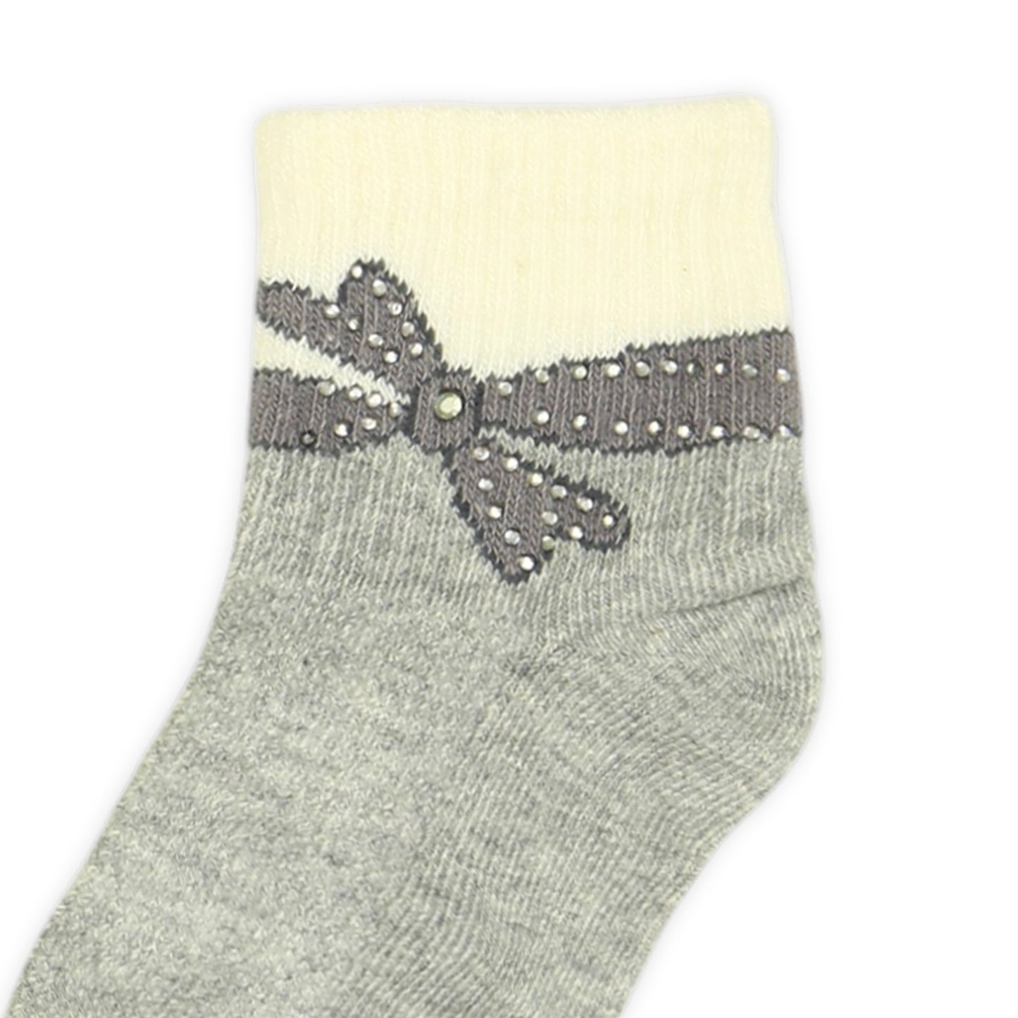 GREY AND WHITE BOW GIRL SOCKS