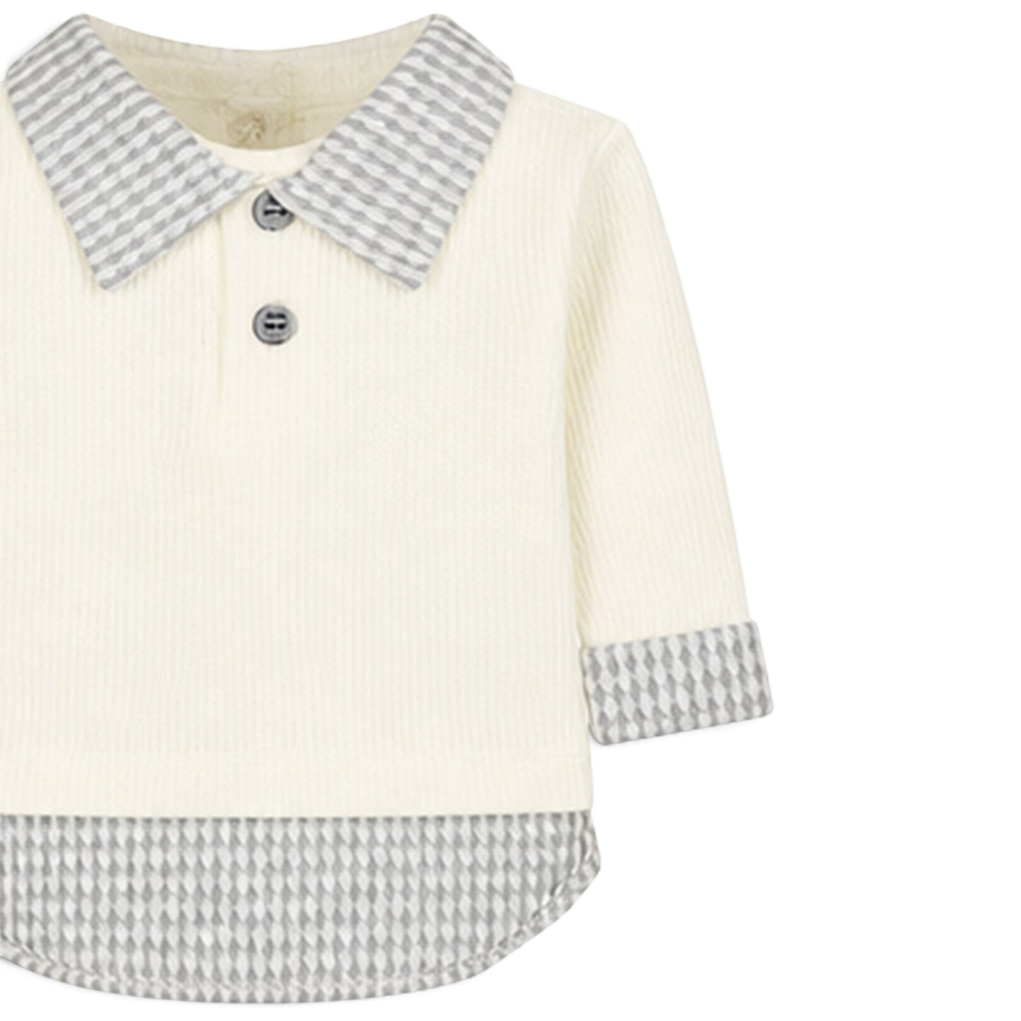 CREAM AND GREY CHECKERED COLLAR BABY BOY GIFT SET