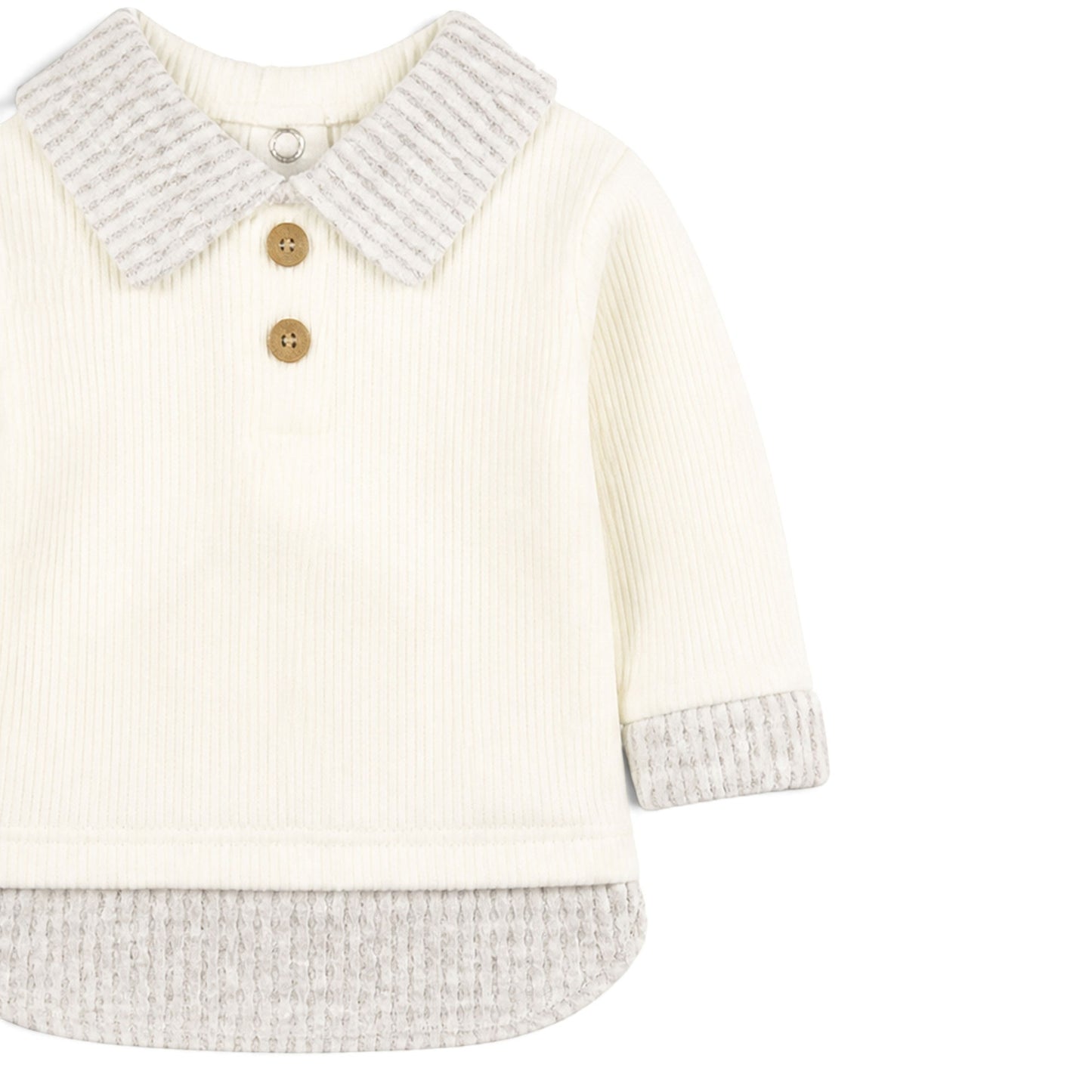 CREAM AND HEATHER GREY COLLARED BABY BOY GIFT SET