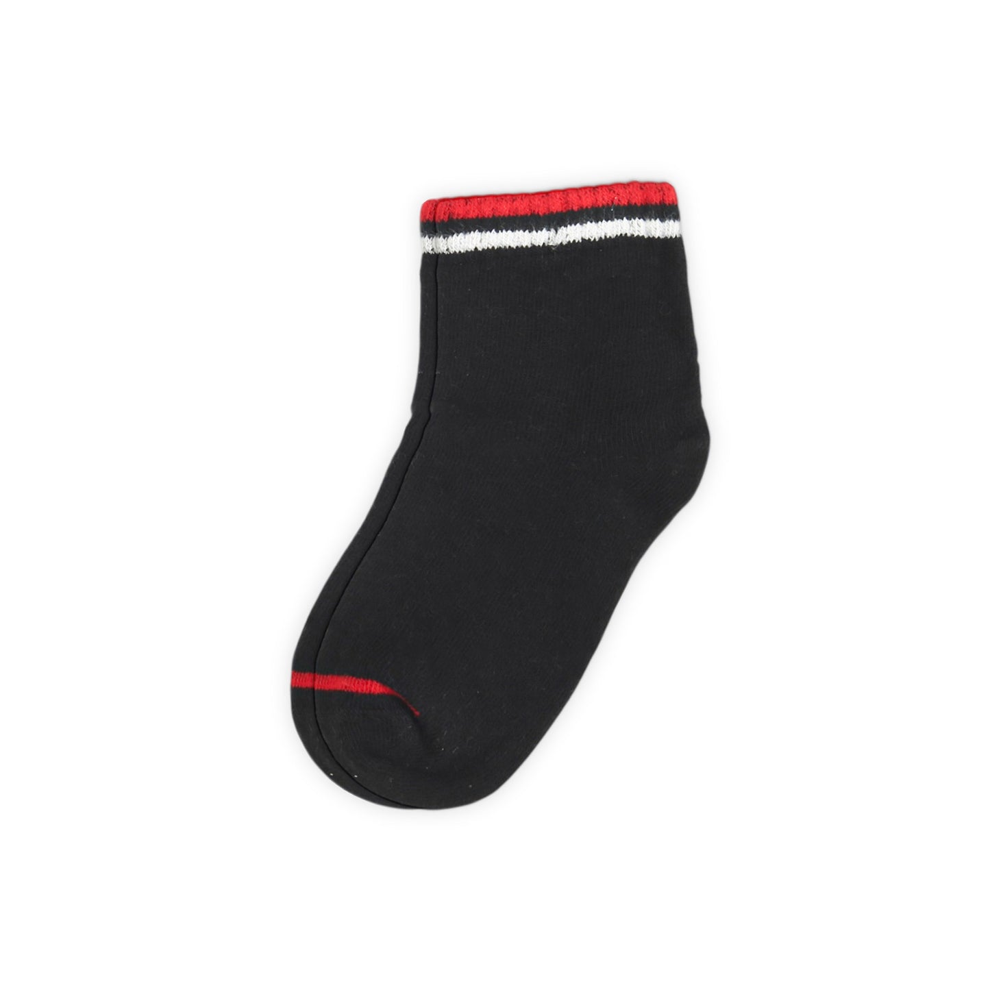 STRIPED CUFF BLACK ANKLE BOY SOCKS