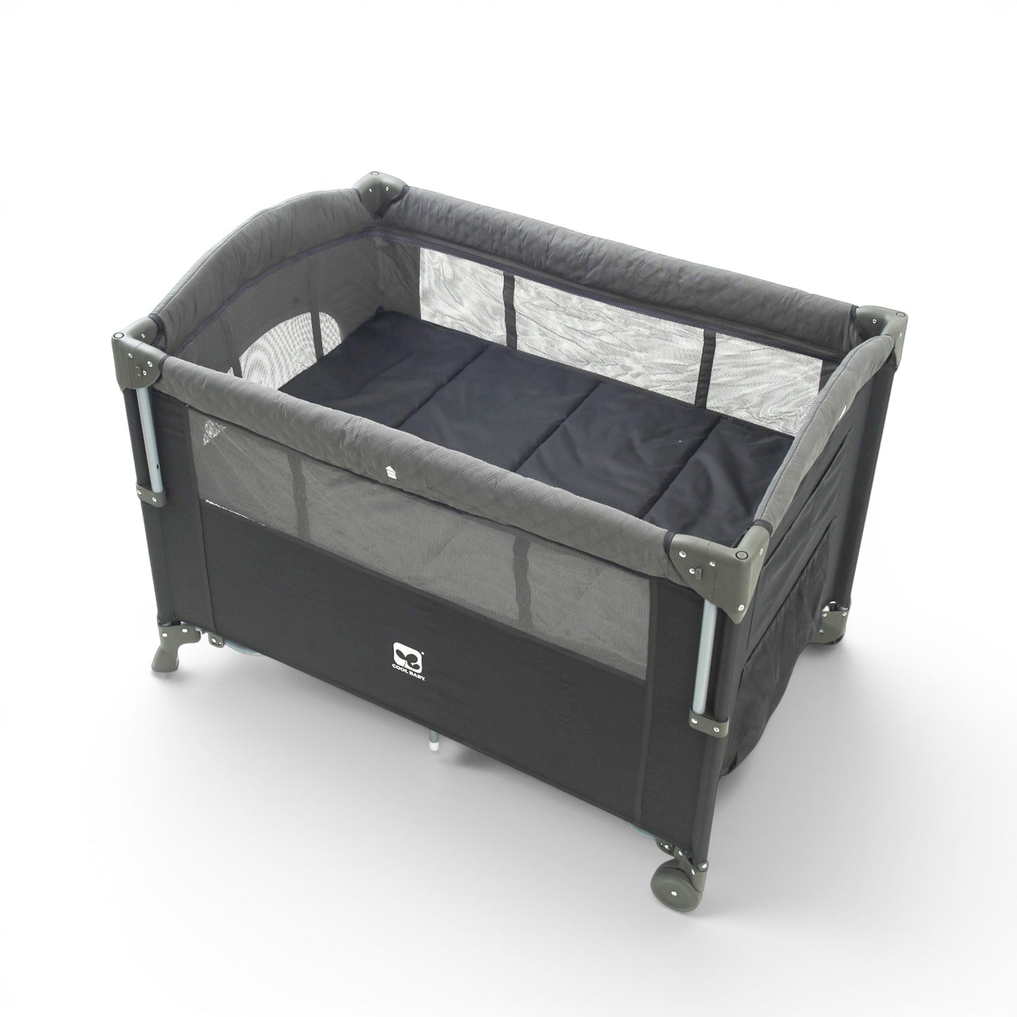 PLAY PEN GREY WITH STORAGE AND MOSQUITO NET