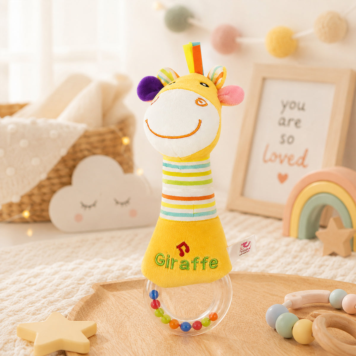 JACKBABY GIRAFFE PLUSH RATTLE TOY