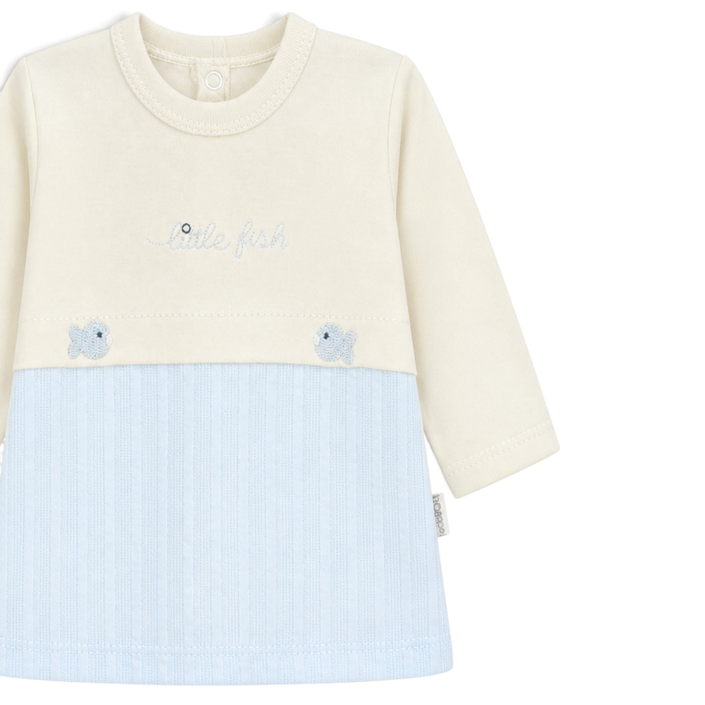 CREAM AND LIGHT BLUE "LITTLE FISH" BABY BOY GIFT SET