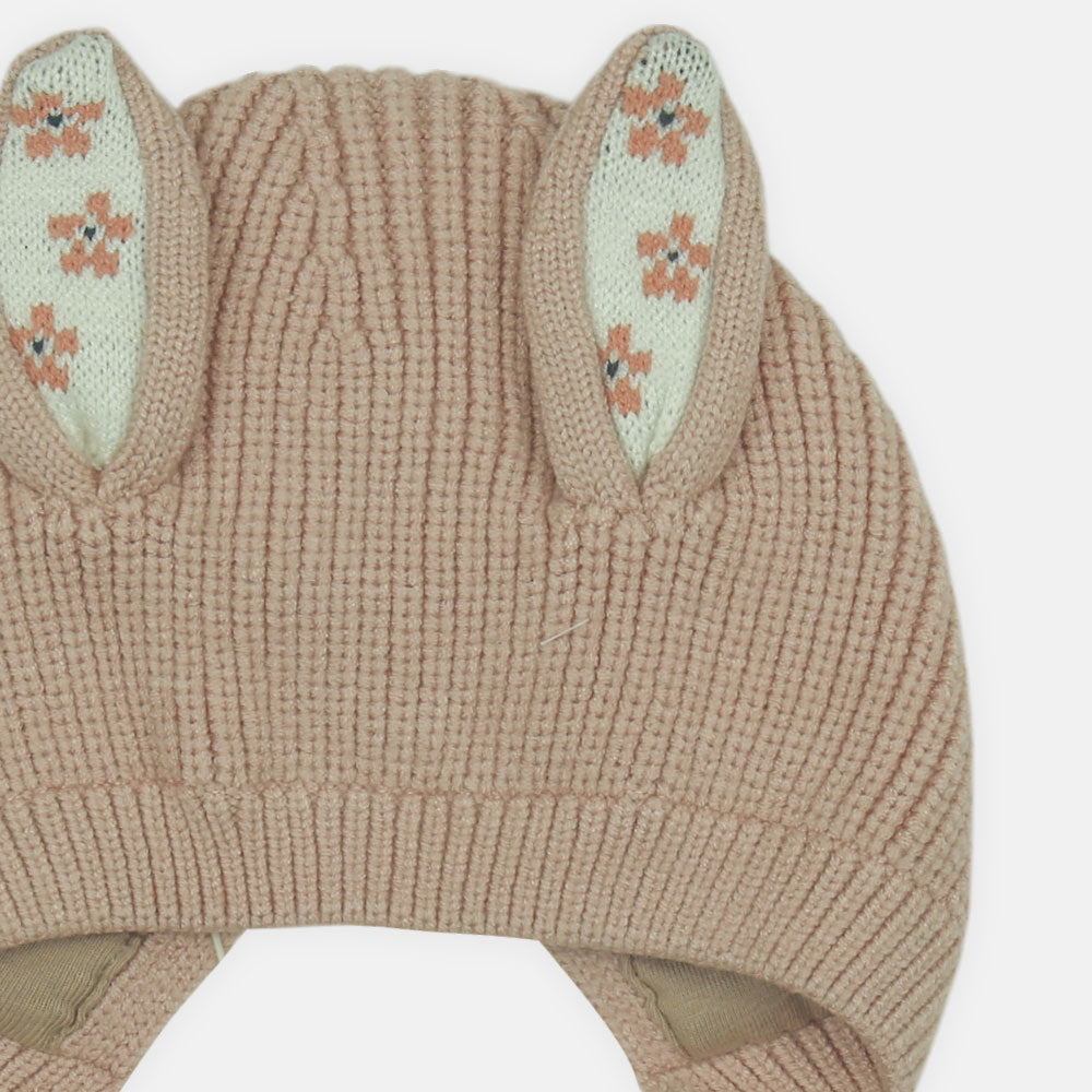 WINTER CAP SIZE: 48 CM BLUSH FLORAL BUNNY BEANIE