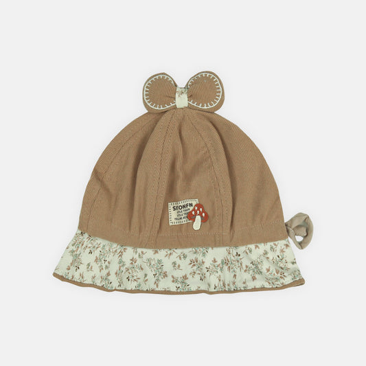 WINTER CAP SIZE: 46-48 CM TAUPE MUSHROOM BOW