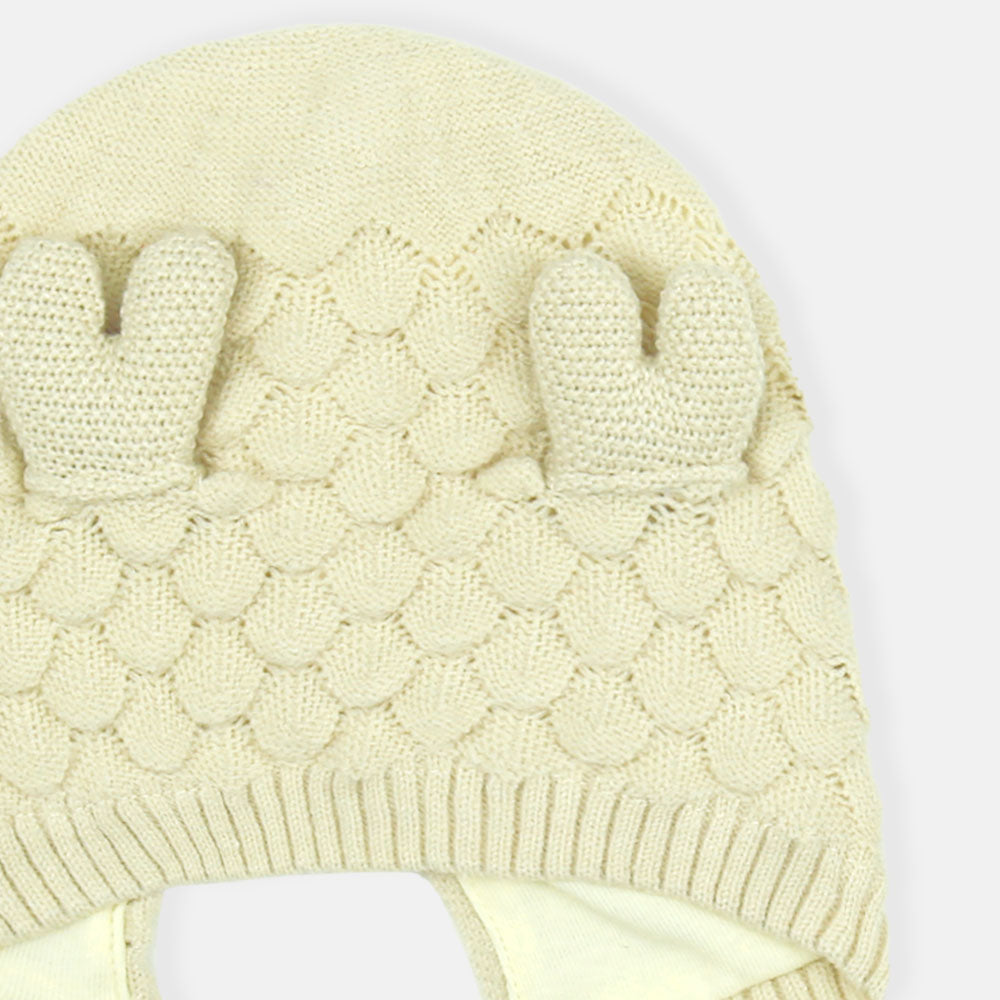 WINTER CAP SIZE: 42-44 CM BEIGE TEXTURED KNIT BEANIE