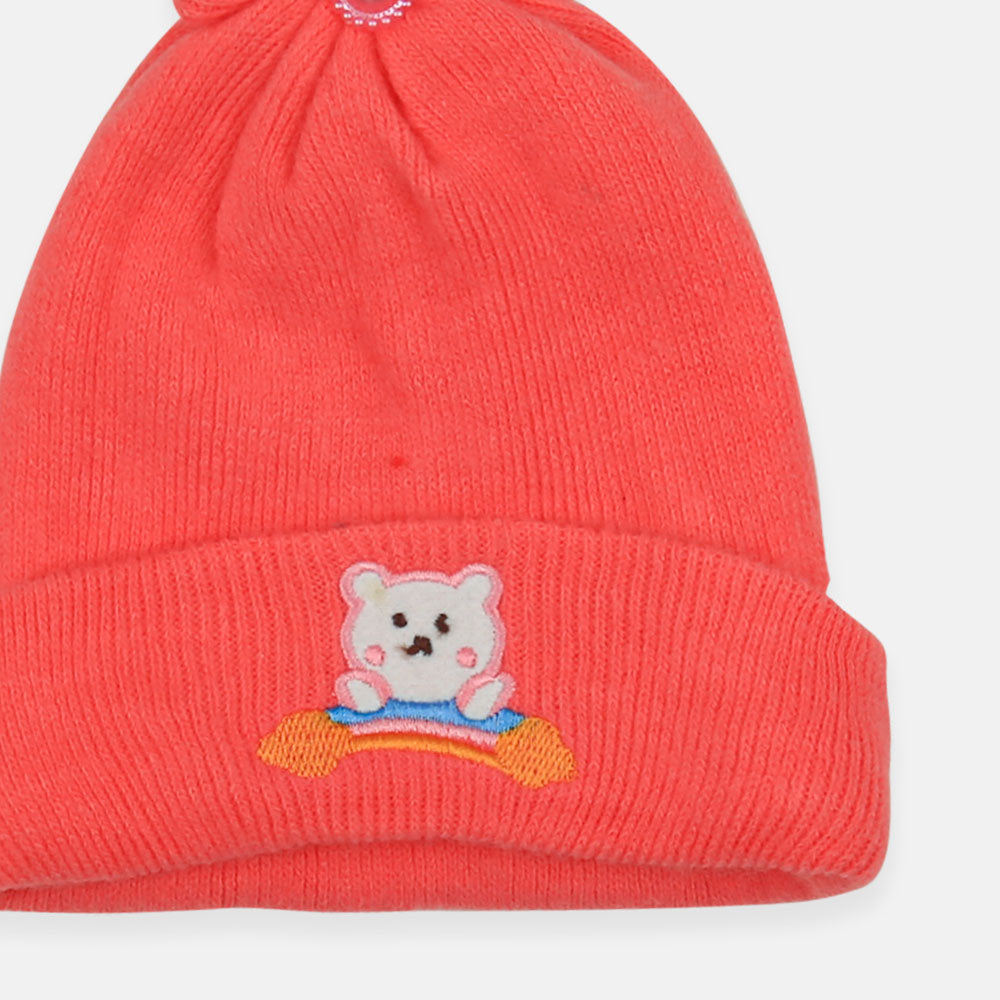 BABY WINTER CAP SHOCKING RED
