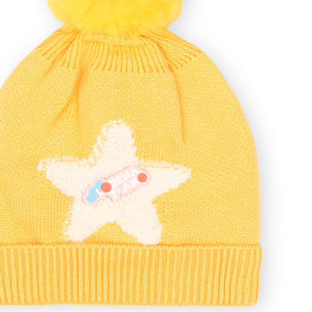 BABY WOOLEN CAP YELLOW STAR KNITTED