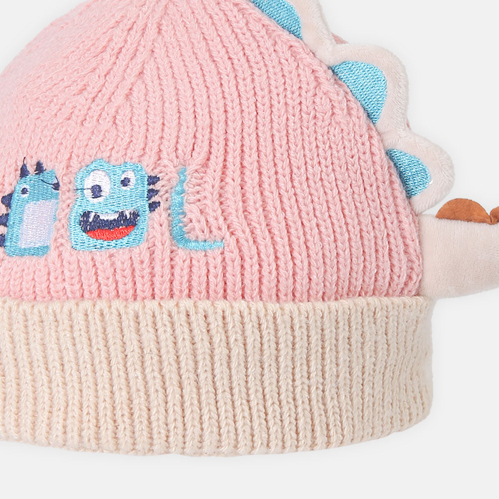 GIRL WINTER CAP DUSTY PINK DINO COOL