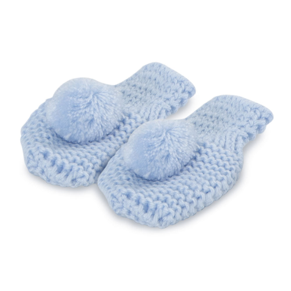BABY WOOLEN CAP BLUE KNITTED POM POM