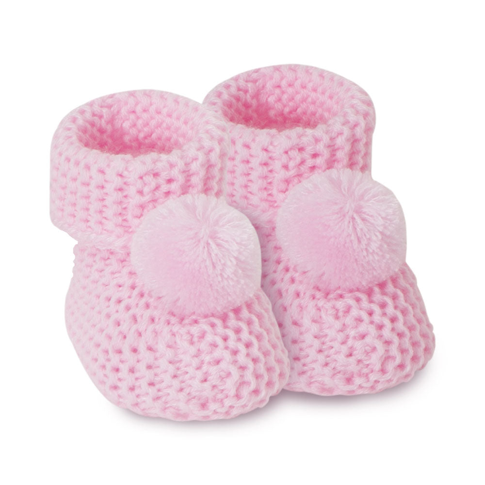 BABY WOOLEN CAP PINK KNITTED POM POM