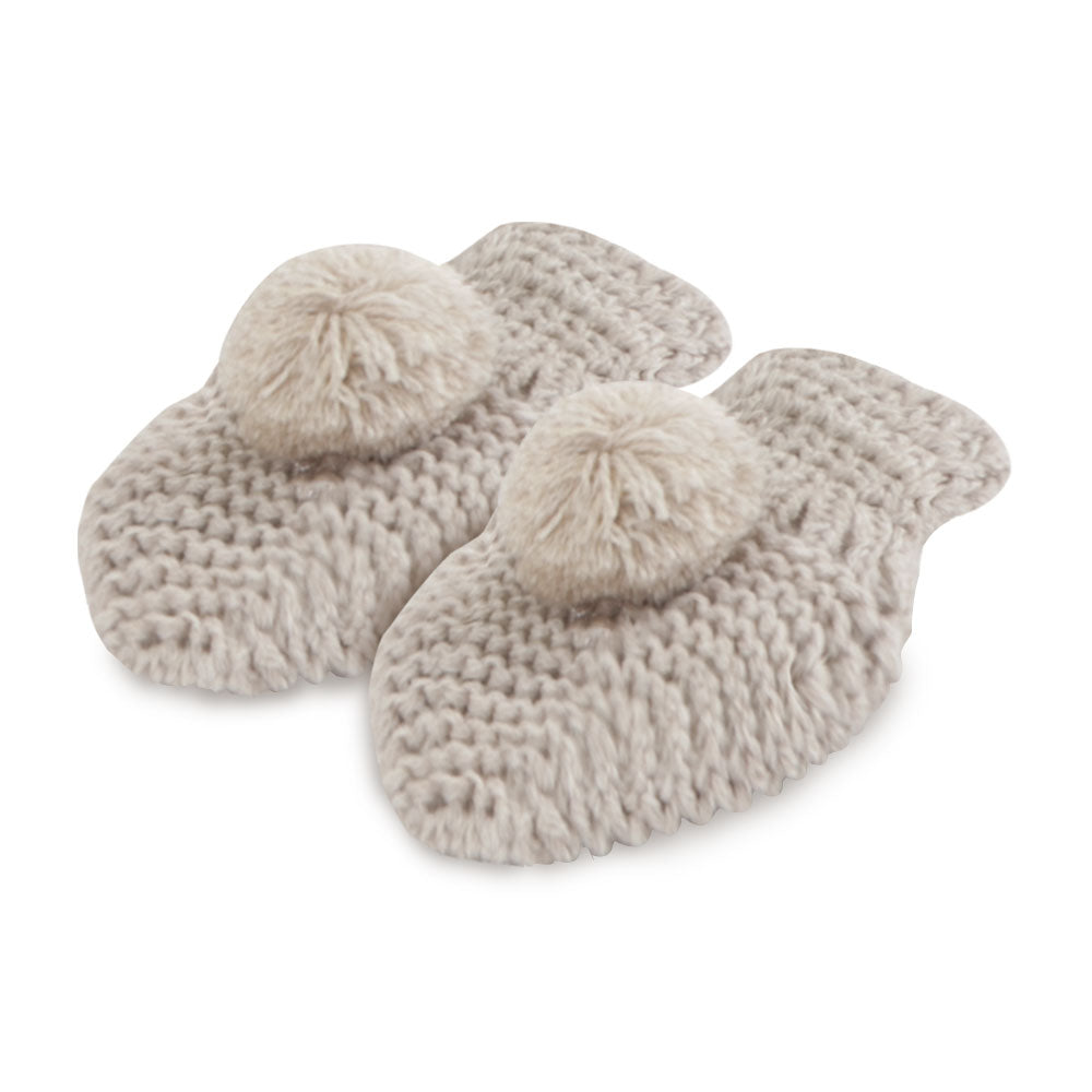 BABY WOOLEN CAP BEIGE KNITTED POM POM