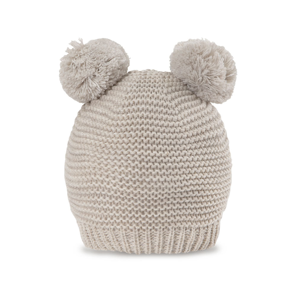 BABY WOOLEN CAP BEIGE KNITTED POM POM