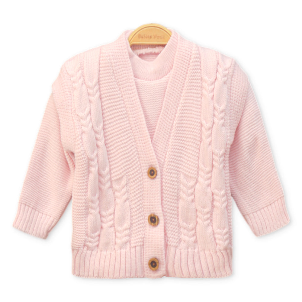 BABY WOOLEN SUIT PK-4 PINK COZY CABLES