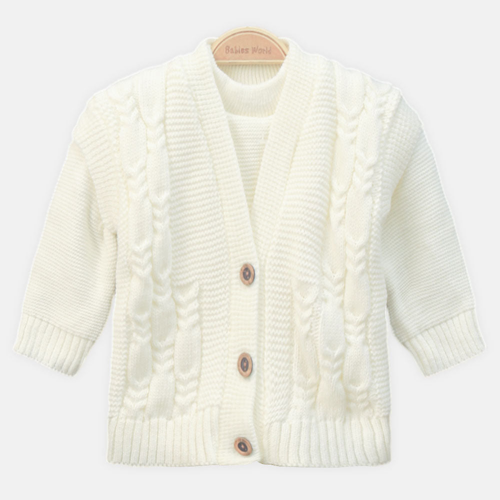 BABY WOOLEN SUIT PK-4 CREAM COZY CABLES