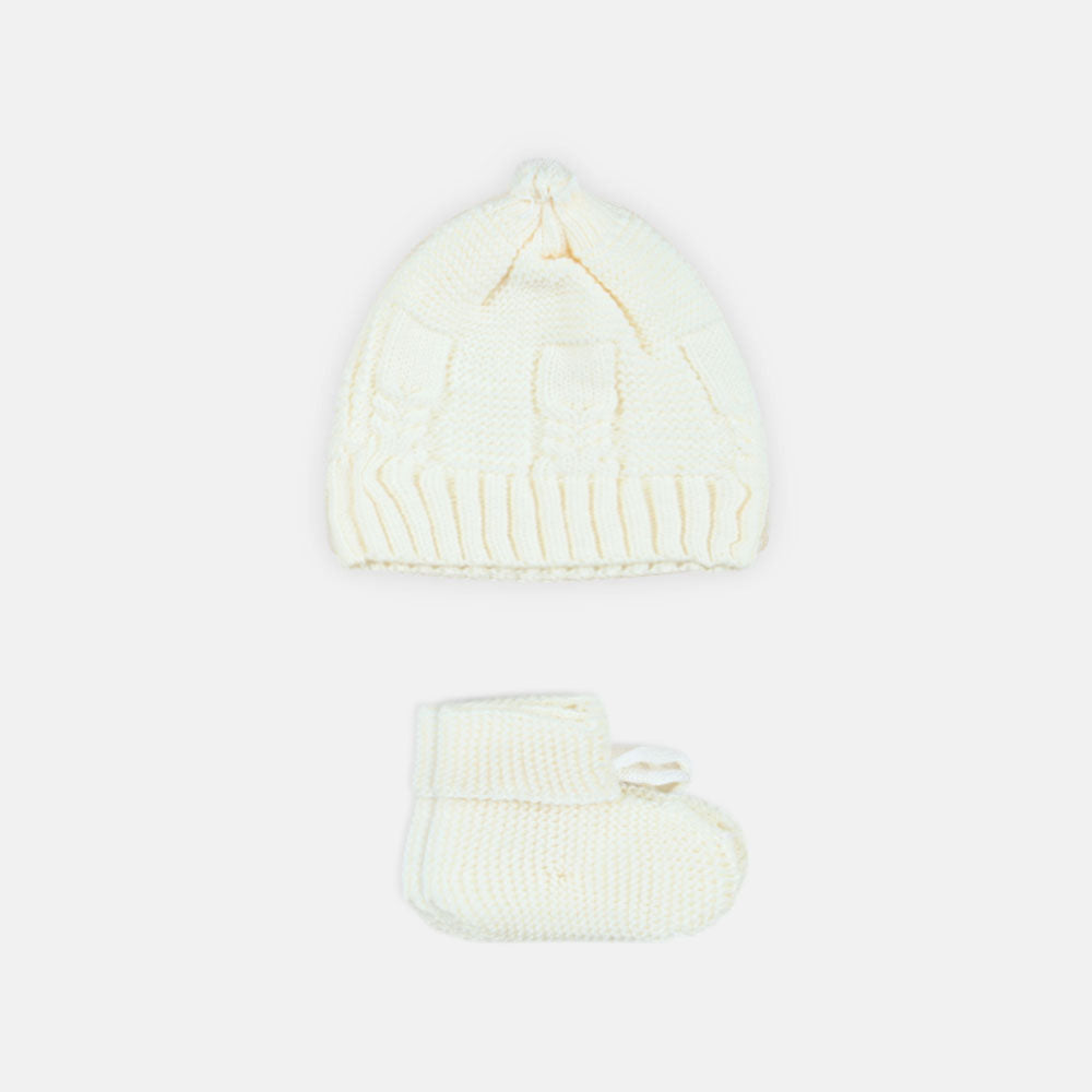 BABY WOOLEN SUIT PK-4 CREAM COZY CABLES