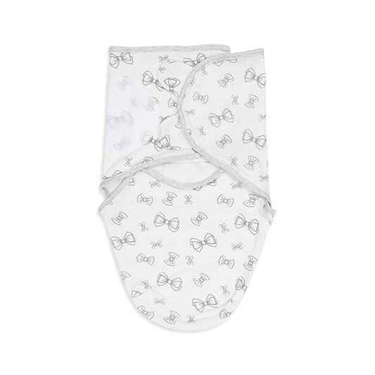 SWADDLE SHEET GREY DOODLE BOW