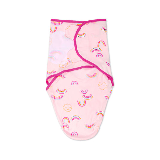 SWADDLE SHEET PINK HAPPY RAINBOW