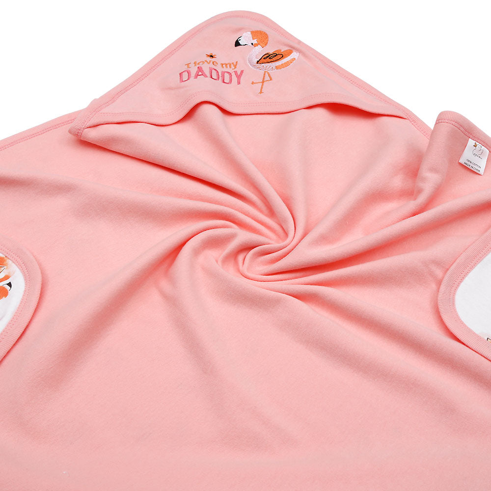 WRAPING SHEET PEACH FLAMINGO HOODED