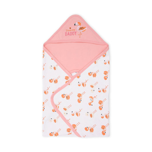 WRAPING SHEET PEACH FLAMINGO HOODED