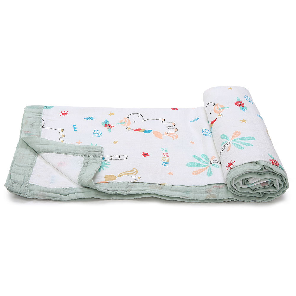 WRAPING SHEET WHITE FLORAL UNICORN