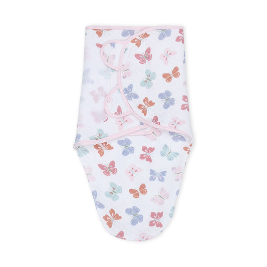 SWADDLE WRAP QUILTED WHITE BUTTERFLIES