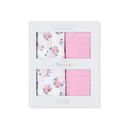 WRAPING SHEET MUSLIN PK-2 PINK FLORAL