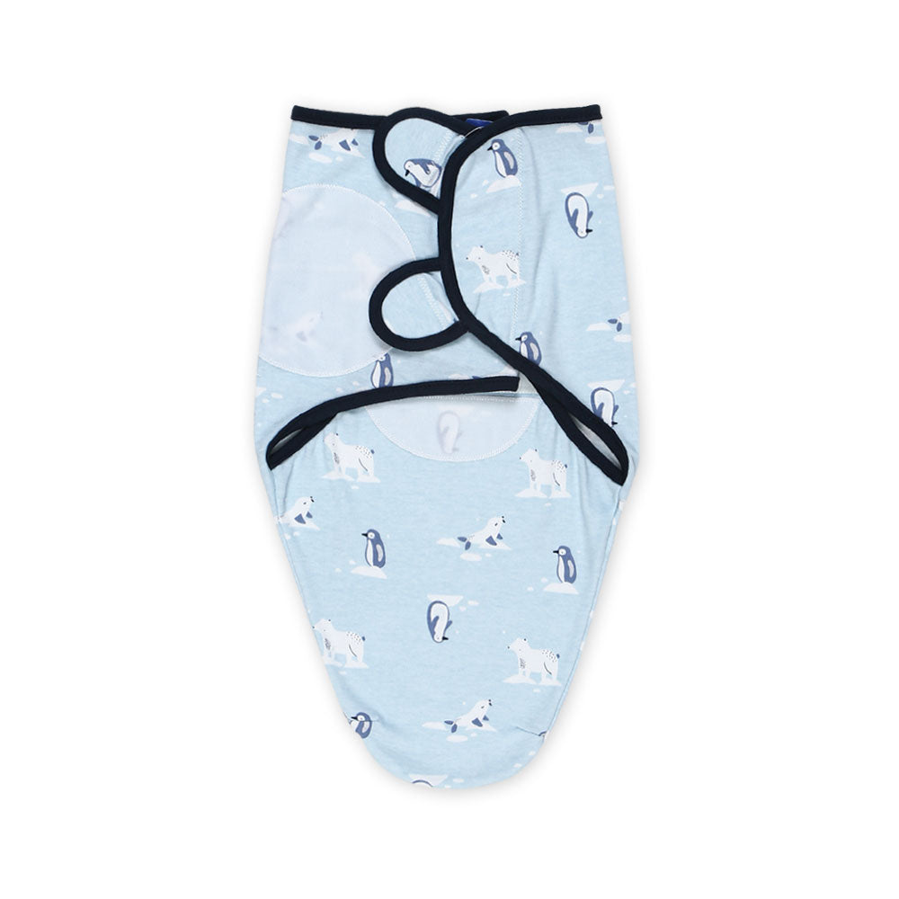SWADDLE WRAPING SHEET BLUE PENGUINS & BEAR BOYS