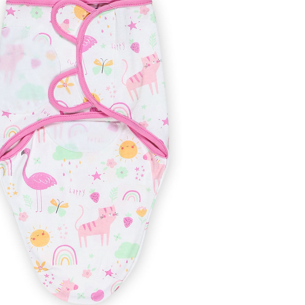 SWADDLE WRAPING SHEET PINK RAINBOW & STARS GIRL