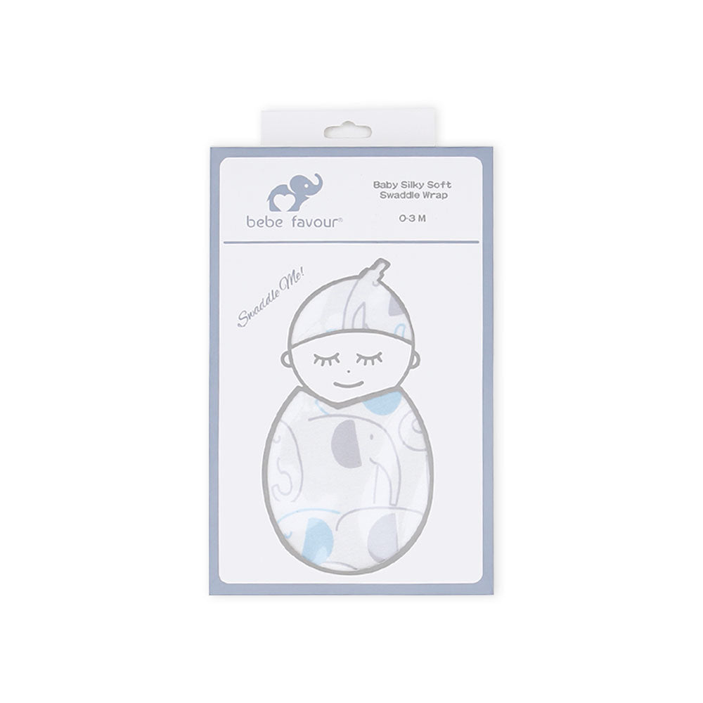 SWADDLE WRAP SILKY SOFT BLUE ELEPHANT