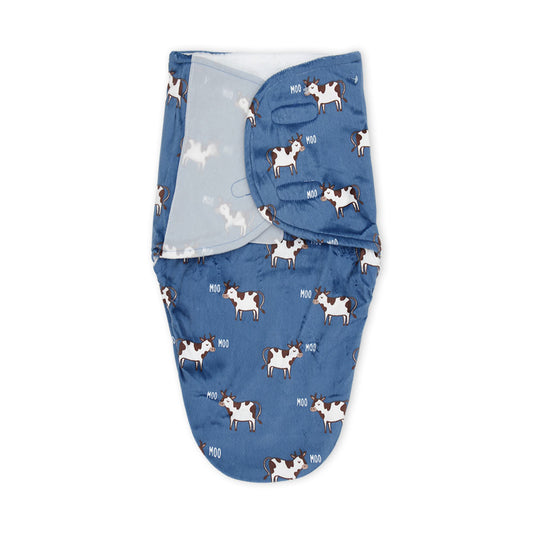 SWADDLE WRAP PLUSH NAVY COW