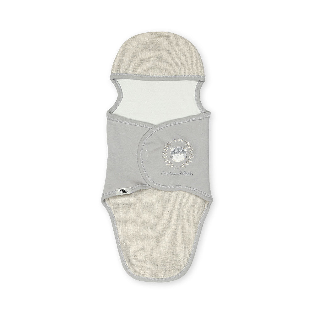 SWADDLE SHEET BOY GREY TEDDY