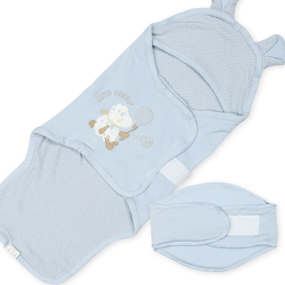 SWADDLE SHEET BOY BLUE CUTE SHEEP