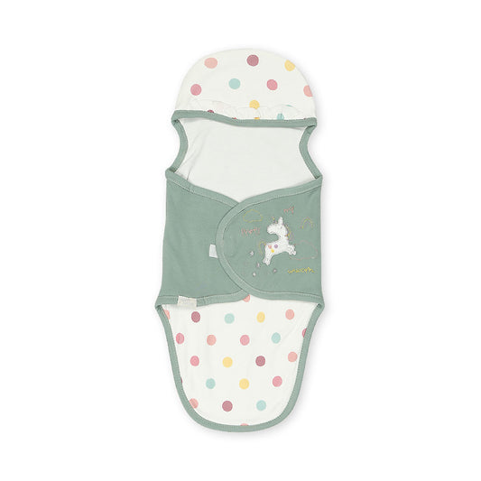 SWADDLE SHEET GIRL GREEN PRETTY UNICORN
