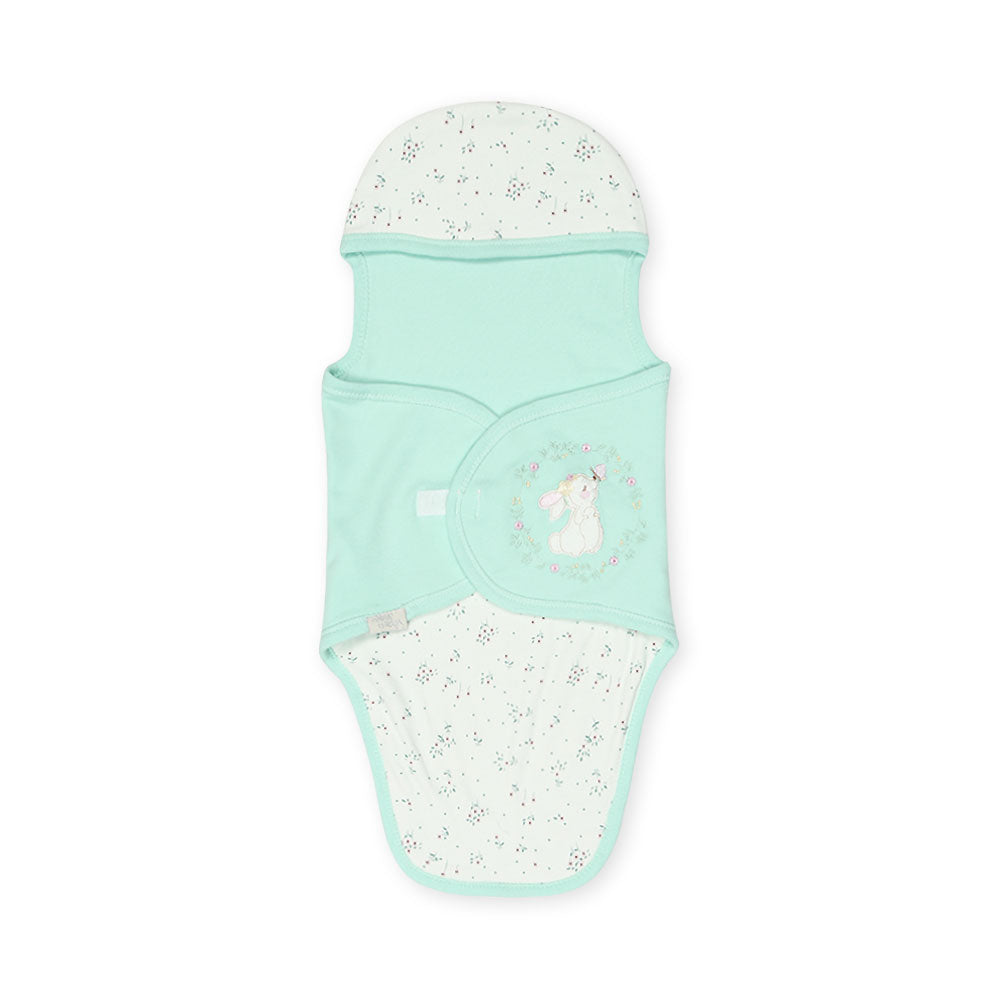 SWADDLE SHEET GIRL GREEN FLORAL BUNNY