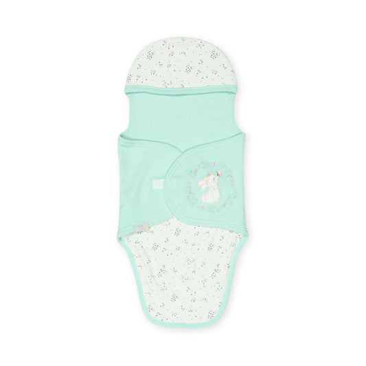 SWADDLE SHEET GIRL GREEN FLORAL BUNNY