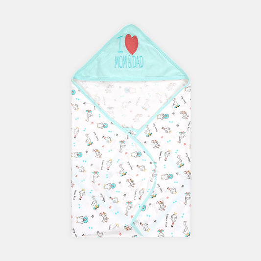 WRAPING SHEET LIGHT SEA GREEN I LOVE MOM & DAD