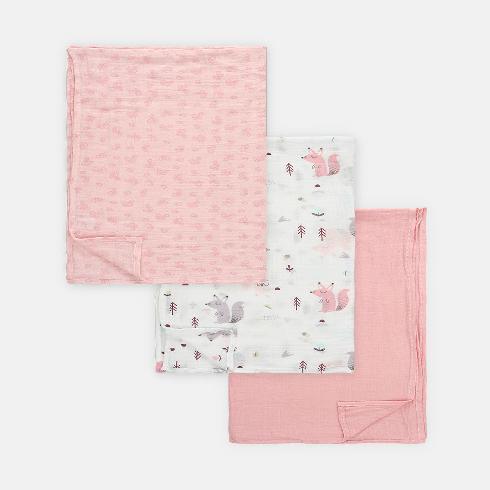 WRAPING SHEET MUSLIN PK-3 PINK FOX