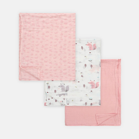 WRAPING SHEET MUSLIN PK-3 PINK FOX