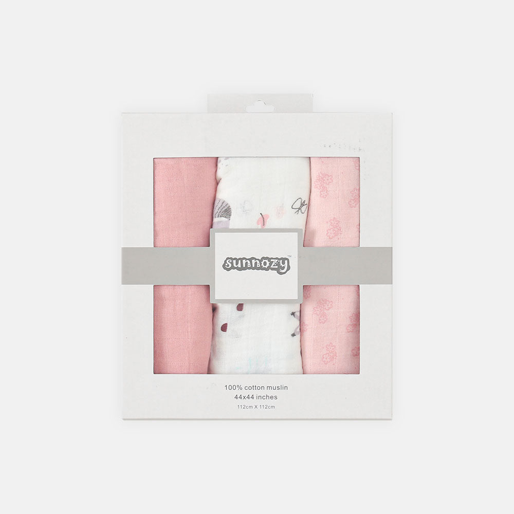 WRAPING SHEET MUSLIN PK-3 PINK FOX