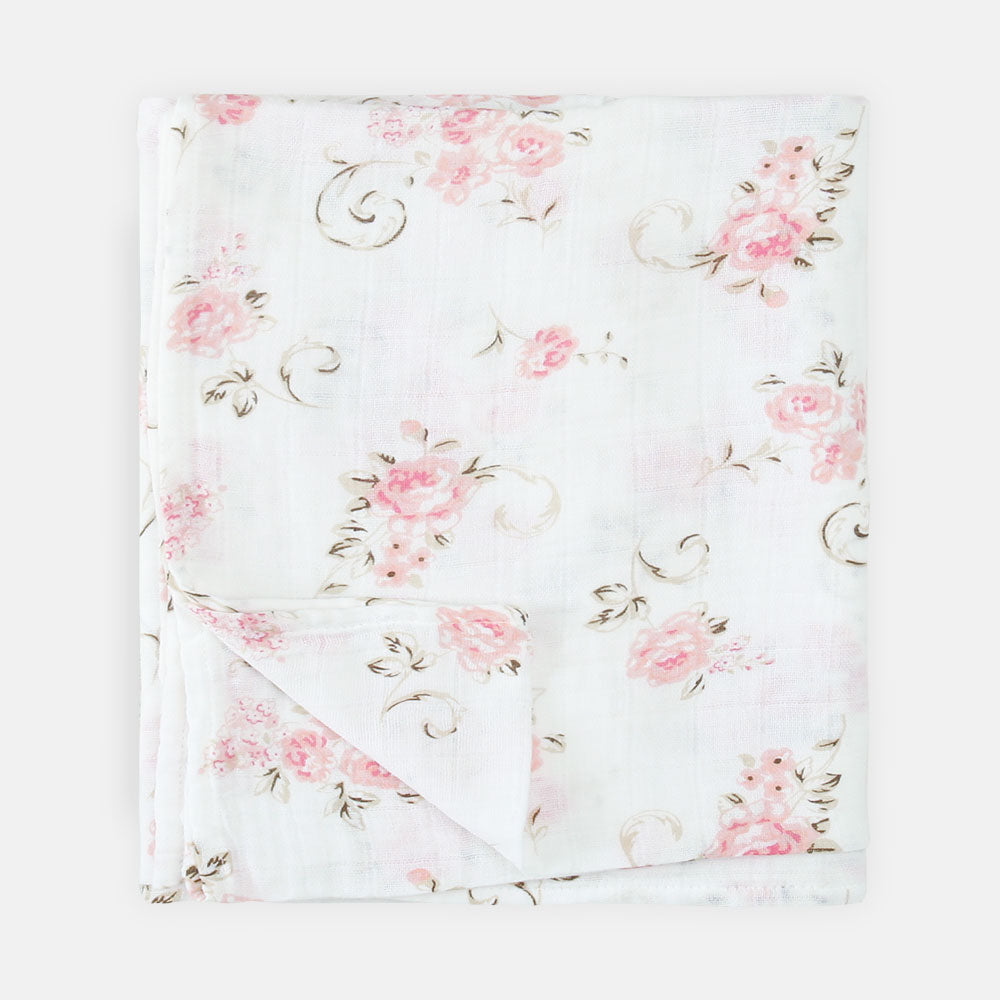 WRAPING SHEET MUSLIN PK-2 WHITE FLOWER