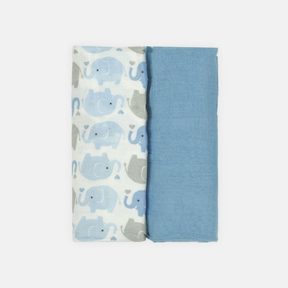 WRAPING SHEET MUSLIN PK-2 BLUE ELEPHANT