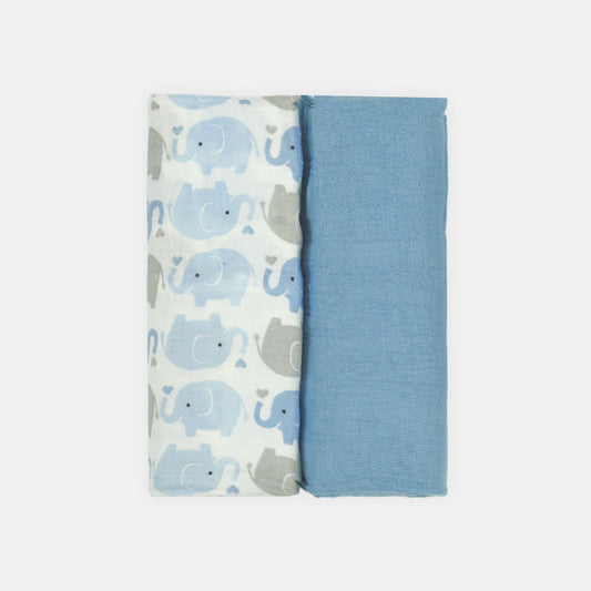 WRAPING SHEET MUSLIN PK-2 BLUE ELEPHANT