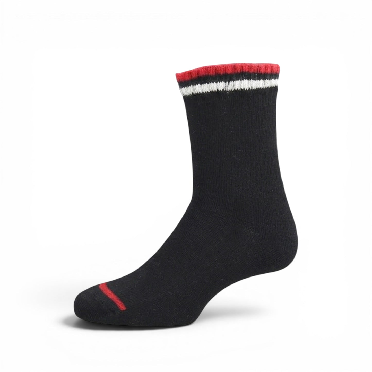 STRIPED CUFF BLACK ANKLE BOY SOCKS